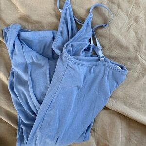 Old Navy Maternity Blue Ribbed Tank Romper Jumpsuit 7/8 Length • L